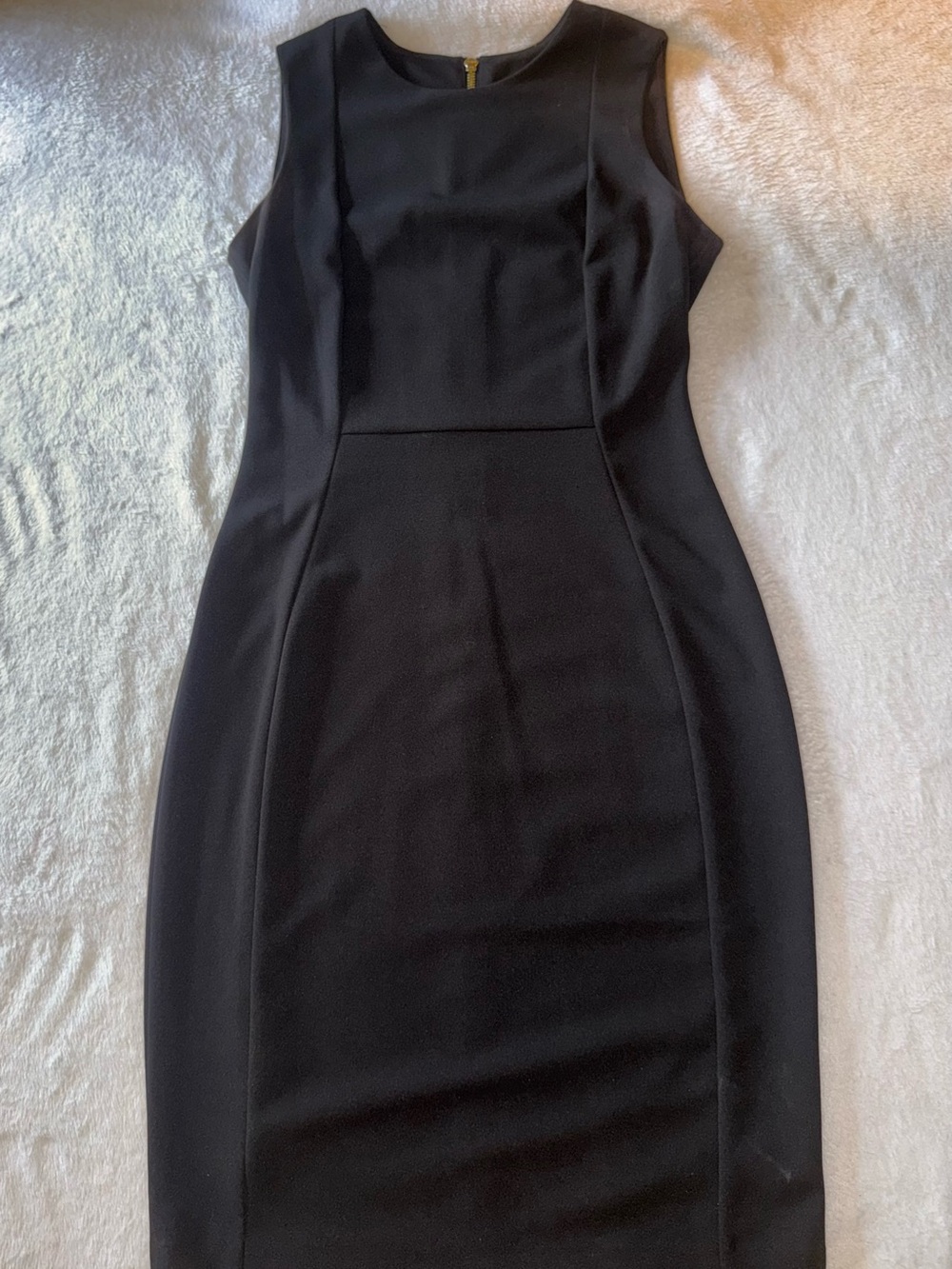 Calvin Klein Black Sleeveless Sheath Dress Size 4 Gold Back Zipper
